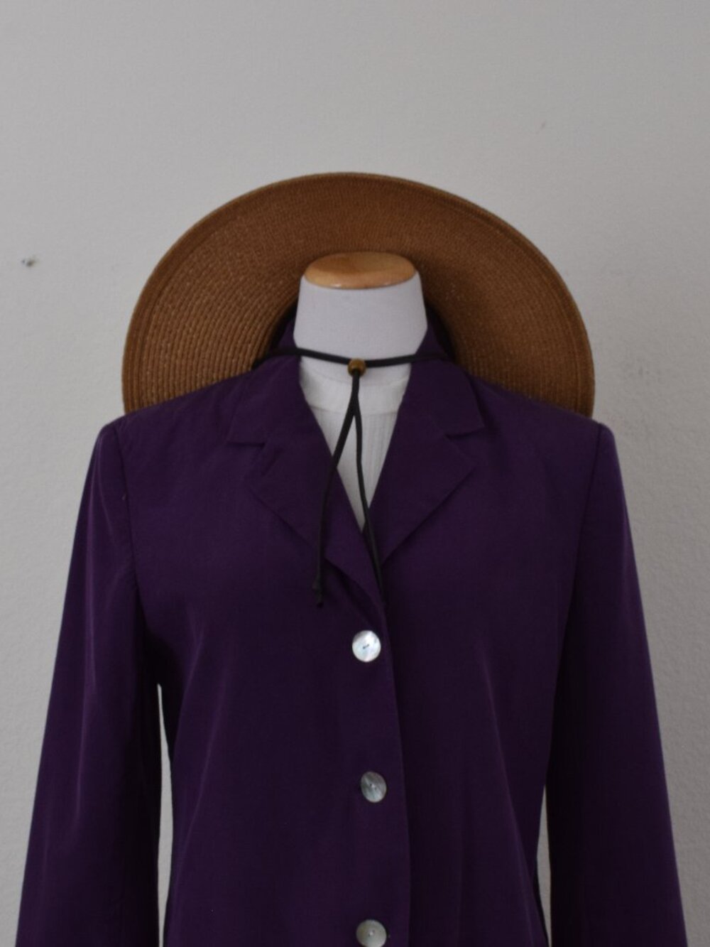 Vintage 90s Eggplant Lightweight Silk Blazer by Pacific Silk Studio, size M